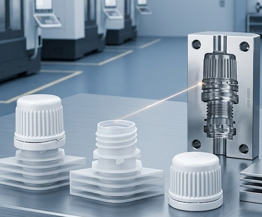 Caso de aplicación: Bolsa de repuesto para cosméticos, tapa con boquilla y molde de ajuste